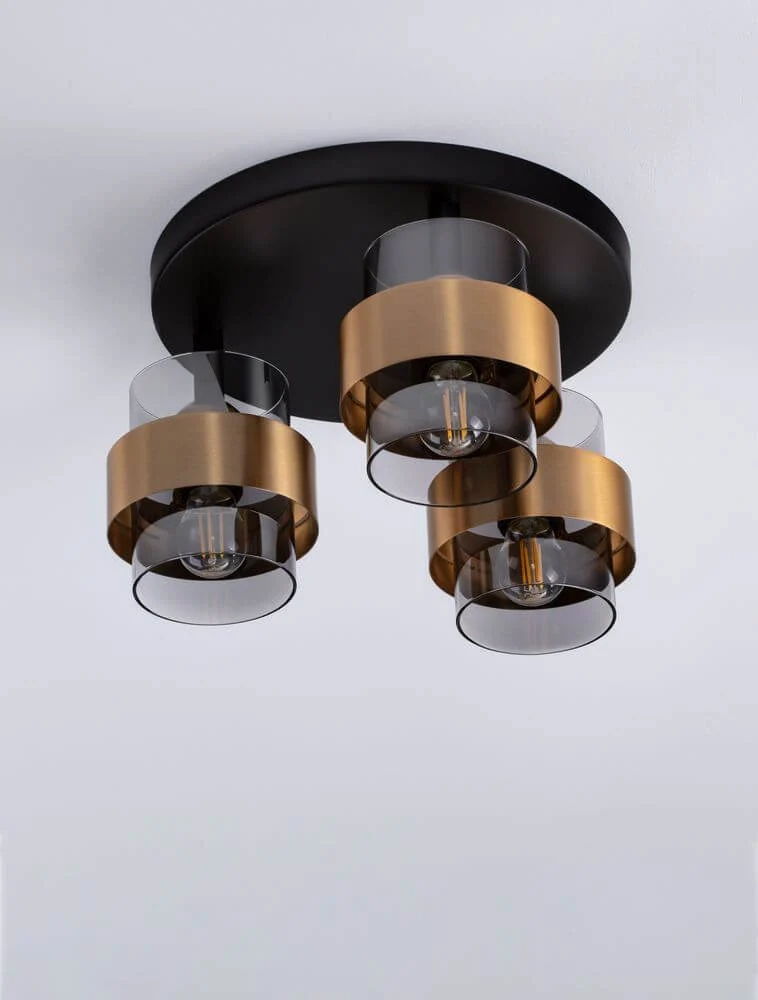 Sianna Deckenleuchte 3-flammig Ø 37cm Gold, Rauch, Schwarz