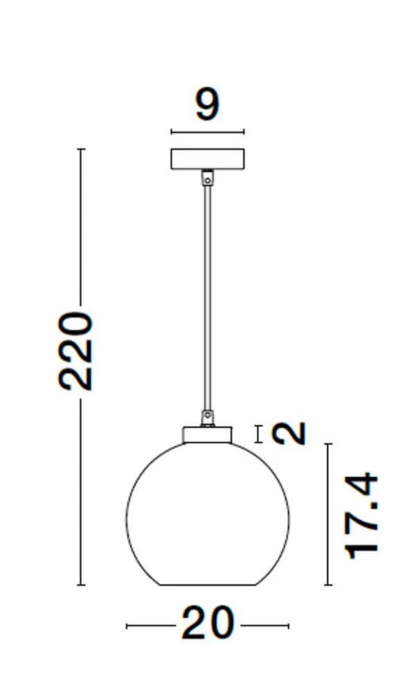 Palmer Pendelleuchte Ø 20cm Schwarz, Rauch