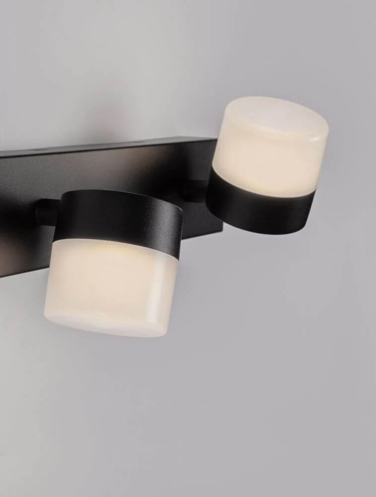 Teko LED Wandleuchte 2-flammig 3000K Schwarz IP44