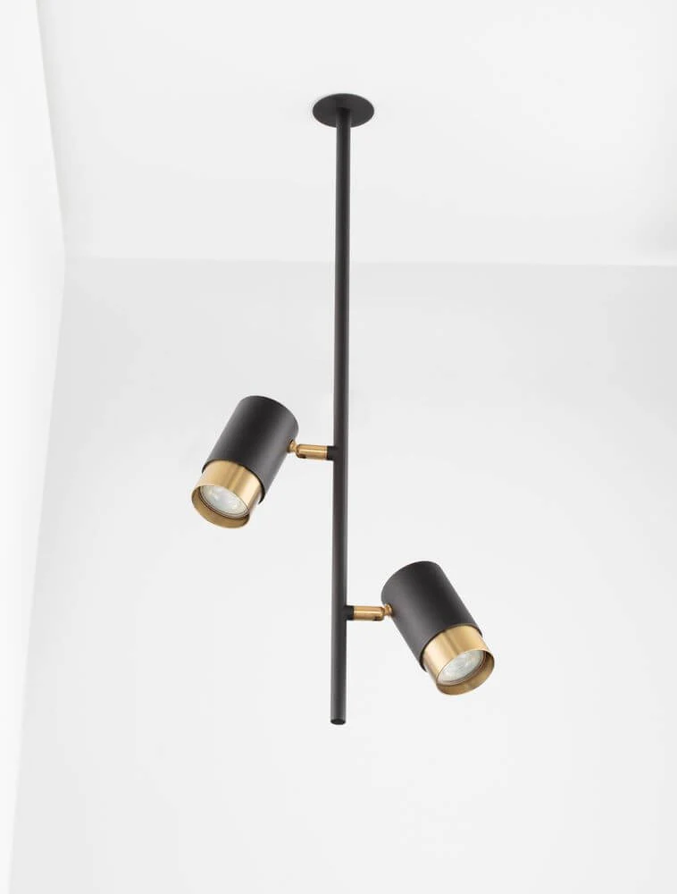Pongo Pendelleuchte Deckeneinbau 2-flammig Ø 5,9cm Schwarz, Gold
