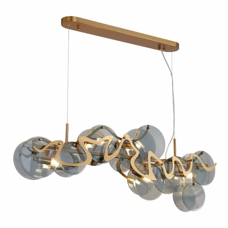 Remi Pendant By Euroselle With Cloud Like Design And Gold Glass Stone Lampshade