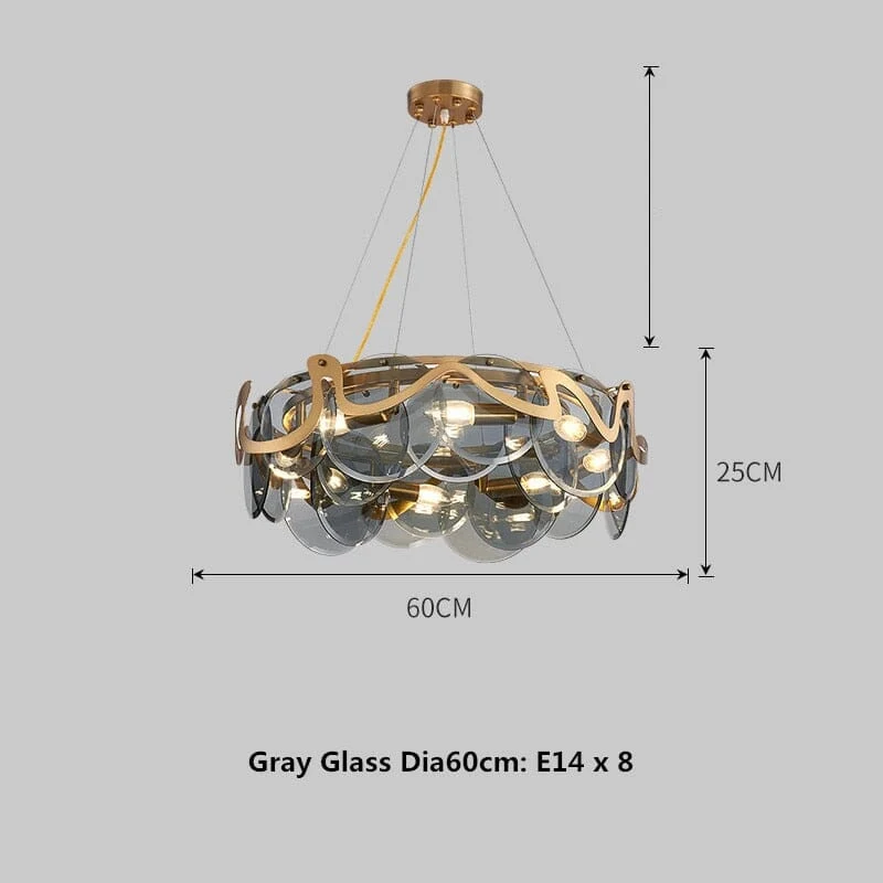 Remi Pendant By Euroselle With Cloud Like Design And Gold Glass Stone Lampshade