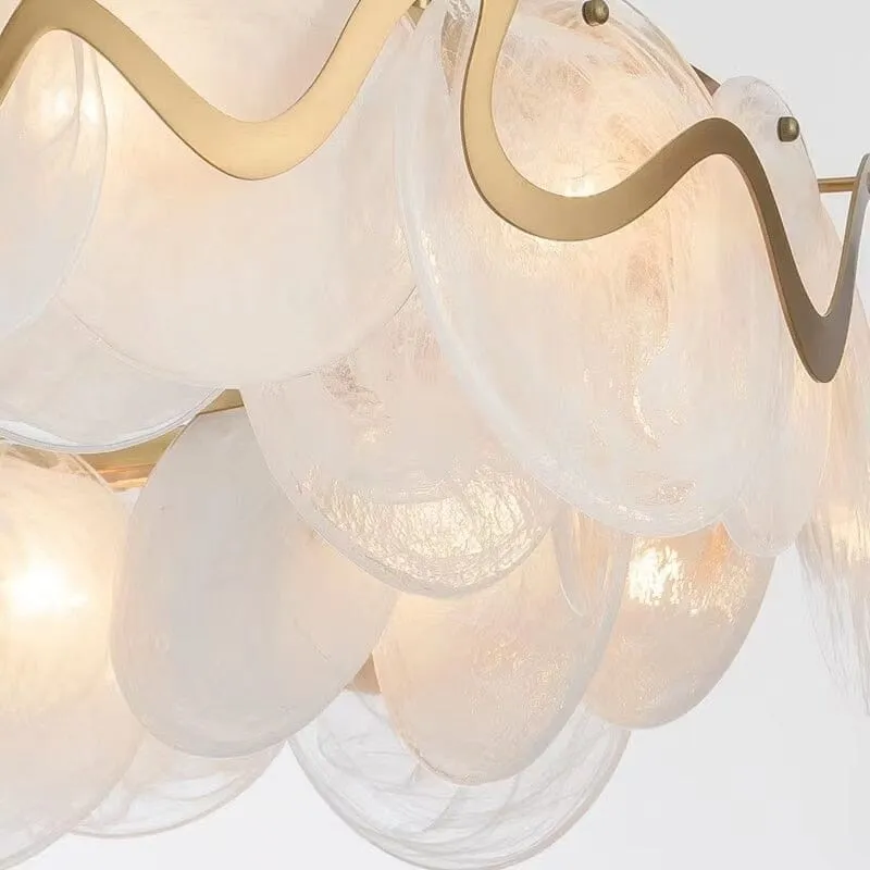 Remi Pendant By Euroselle With Cloud Like Design And Gold Glass Stone Lampshade
