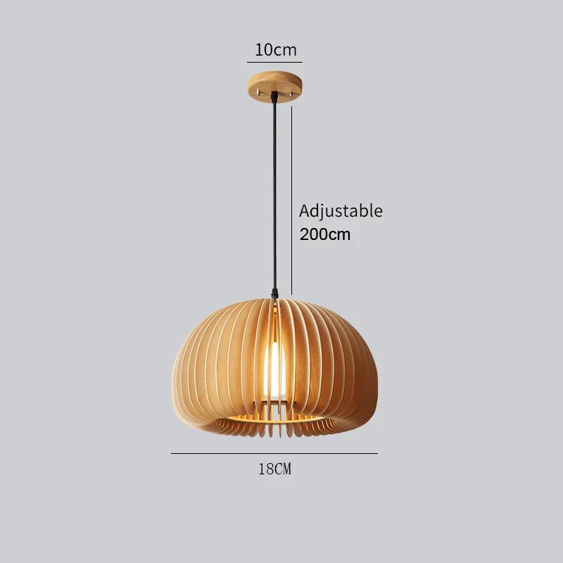 Euroselle Wooden Pumpkin Pendant Light For Rustic Dining And Bedroom