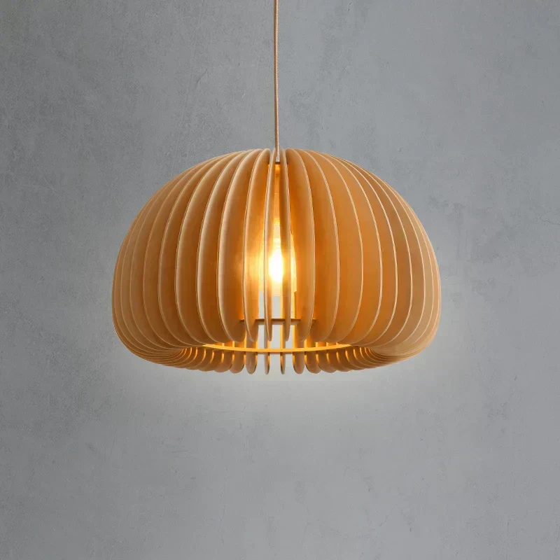 Euroselle Wooden Pumpkin Pendant Light For Rustic Dining And Bedroom