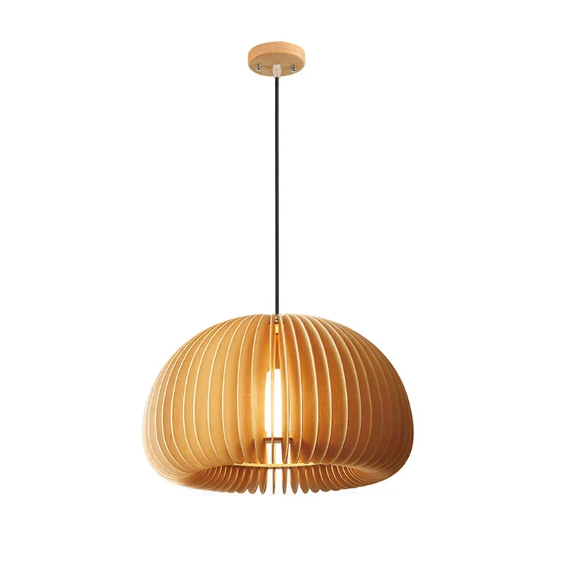 Euroselle Wooden Pumpkin Pendant Light For Rustic Dining And Bedroom