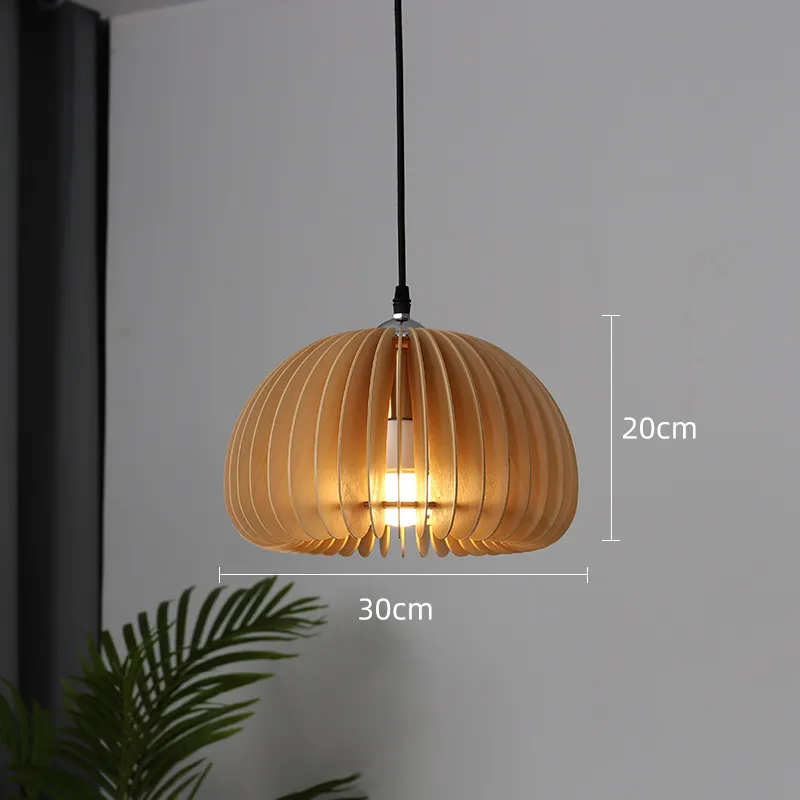 Euroselle Wooden Pumpkin Pendant Light For Rustic Dining And Bedroom