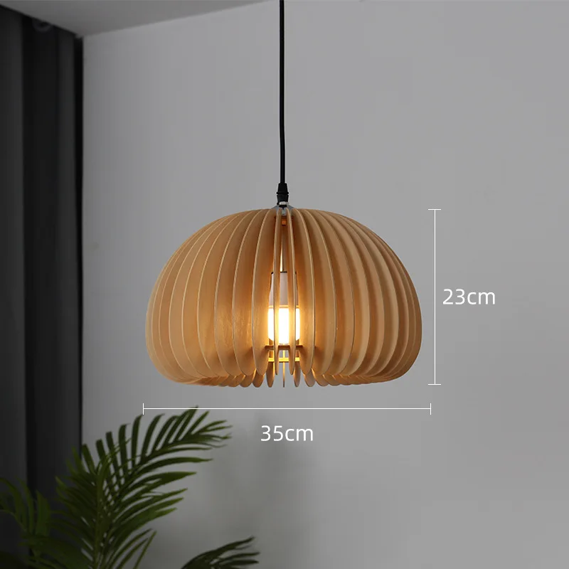Euroselle Wooden Pumpkin Pendant Light For Rustic Dining And Bedroom