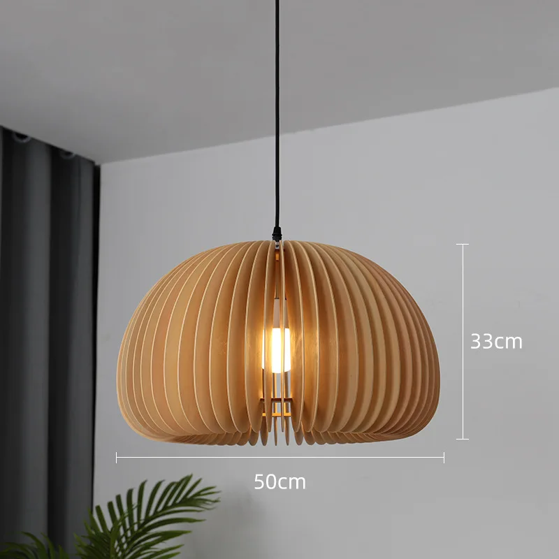 Euroselle Wooden Pumpkin Pendant Light For Rustic Dining And Bedroom