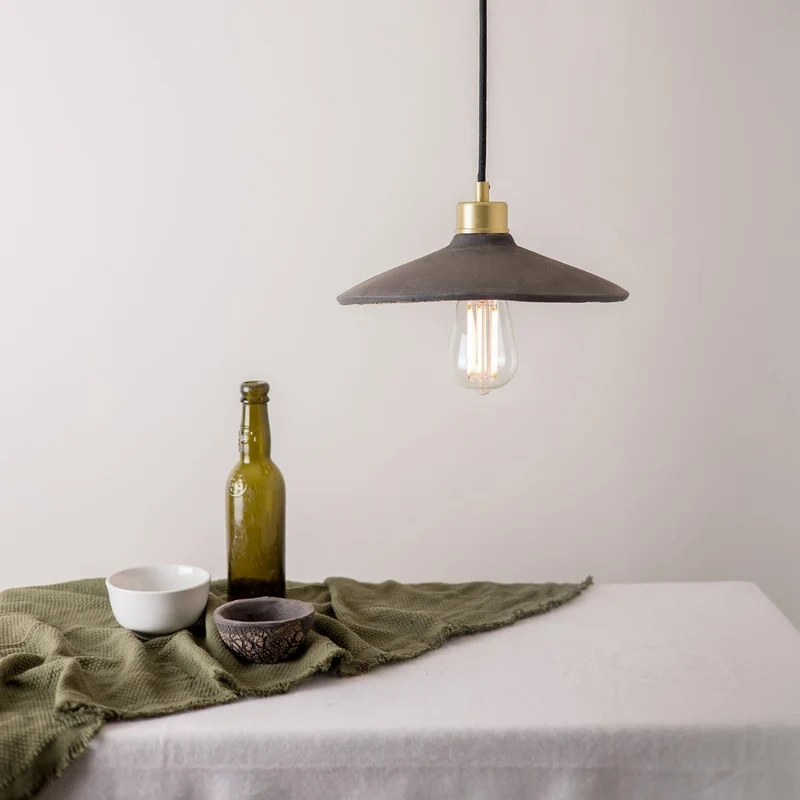 Pyrus Organic Ceramic Pendant Light 28cm Black Clay Euroselle