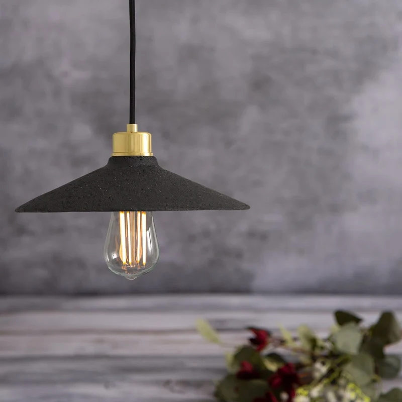 Pyrus Organic Ceramic Pendant Light 28cm Black Clay Euroselle