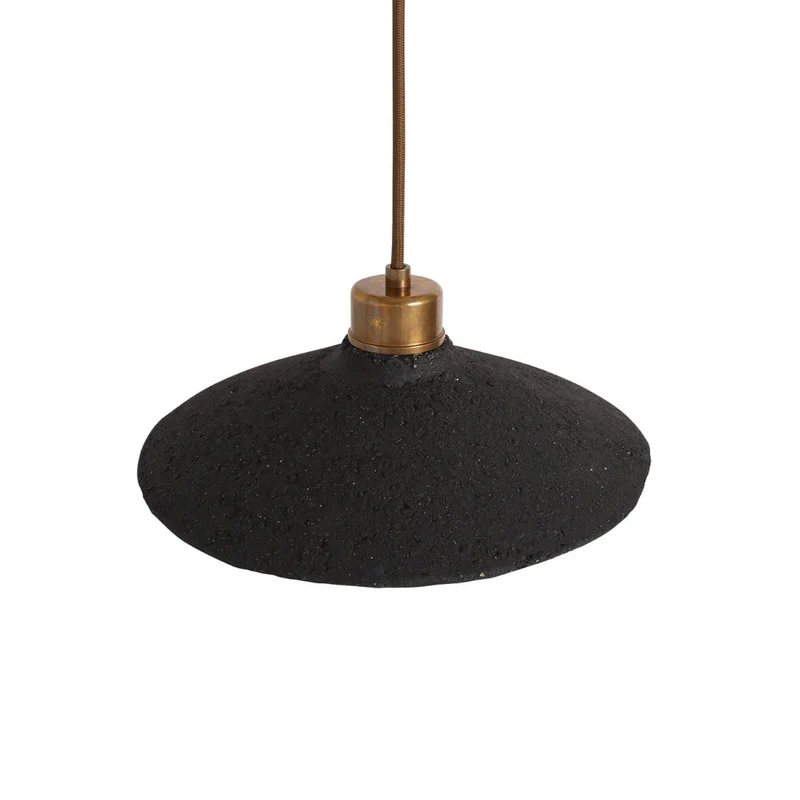 Pyrus Organic Ceramic Pendant Light 28cm Black Clay Euroselle