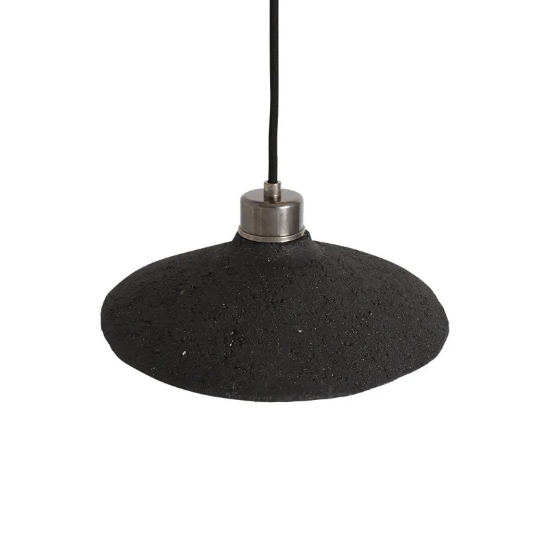Pyrus Organic Ceramic Pendant Light 28cm Black Clay Euroselle