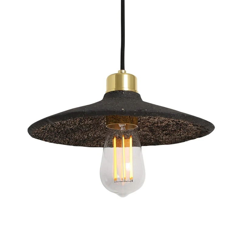 Pyrus Organic Ceramic Pendant Light 28cm Black Clay Euroselle