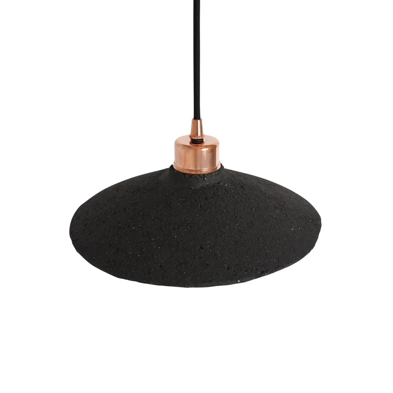 Pyrus Organic Ceramic Pendant Light 28cm Black Clay Euroselle