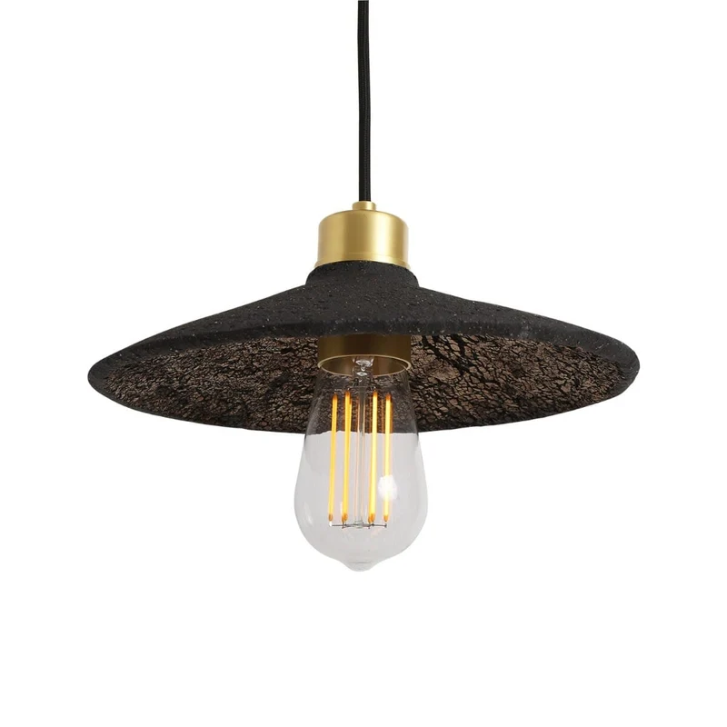 Pyrus Organic Ceramic Pendant Light 28cm Black Clay Euroselle