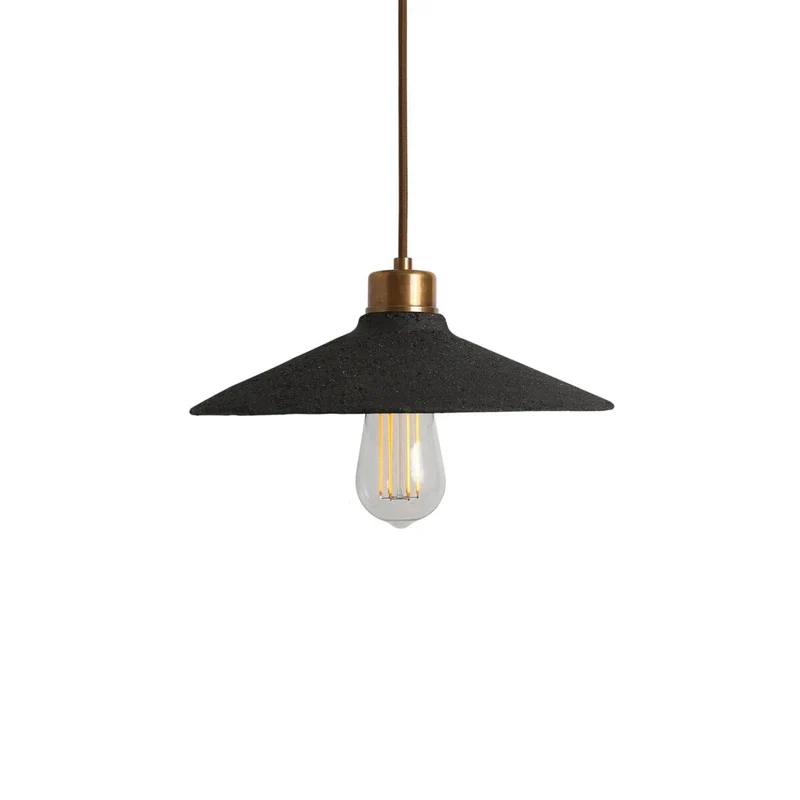 Pyrus Organic Ceramic Pendant Light 28cm Black Clay Euroselle