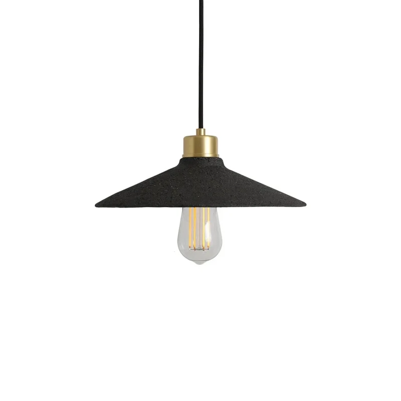 Pyrus Organic Ceramic Pendant Light 28cm Black Clay Euroselle