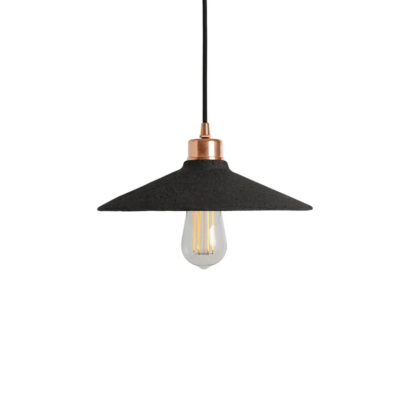 Pyrus Organic Ceramic Pendant Light 28cm Black Clay Euroselle