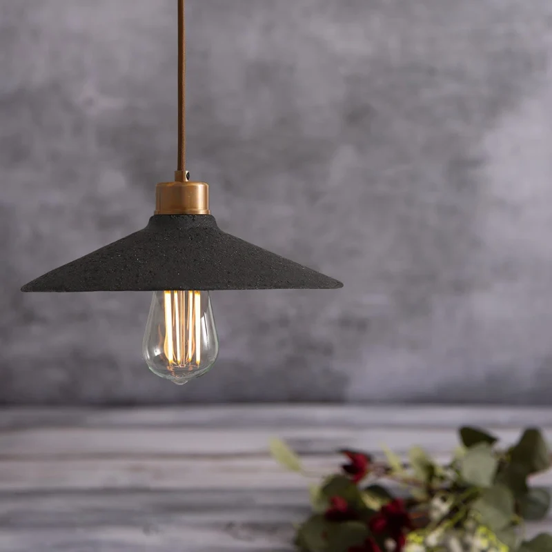 Pyrus Organic Ceramic Pendant Light 28cm Black Clay Euroselle