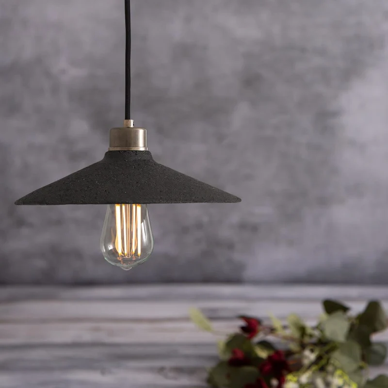 Pyrus Organic Ceramic Pendant Light 28cm Black Clay Euroselle