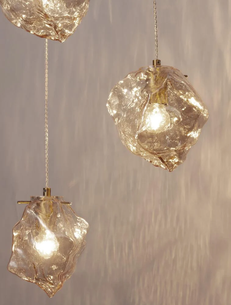 Odelle Pendelleuchte 3-flammig Ø 40cm Gold, Bernstein