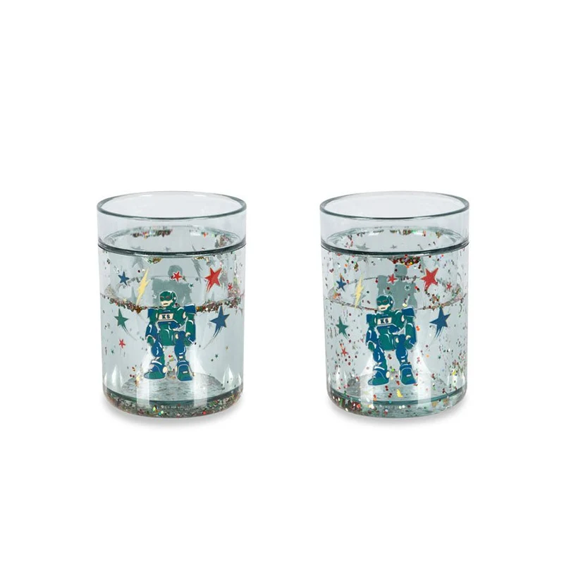 2er-Pack Glitzerbecher, Hero Robot