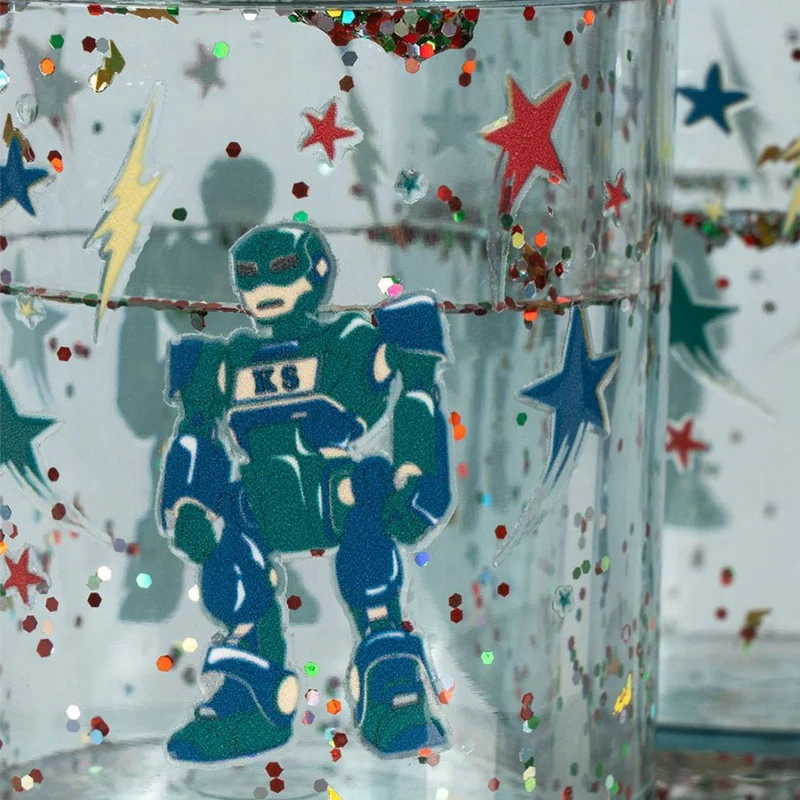 2er-Pack Glitzerbecher, Hero Robot