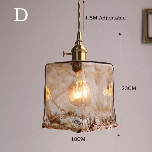 Euroselle Brass Amber Glass Pendant Light Fixture Elegant