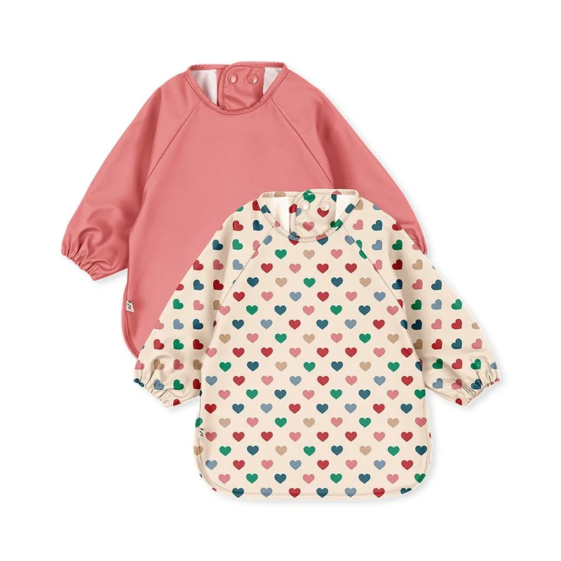 Lätzchen mit Ärmeln im 2er-Pack in Coeur Colore/Faded Rose