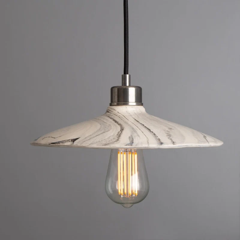 Euroselle Pyrus Black White Marble Ceramic Pendant Light 28cm