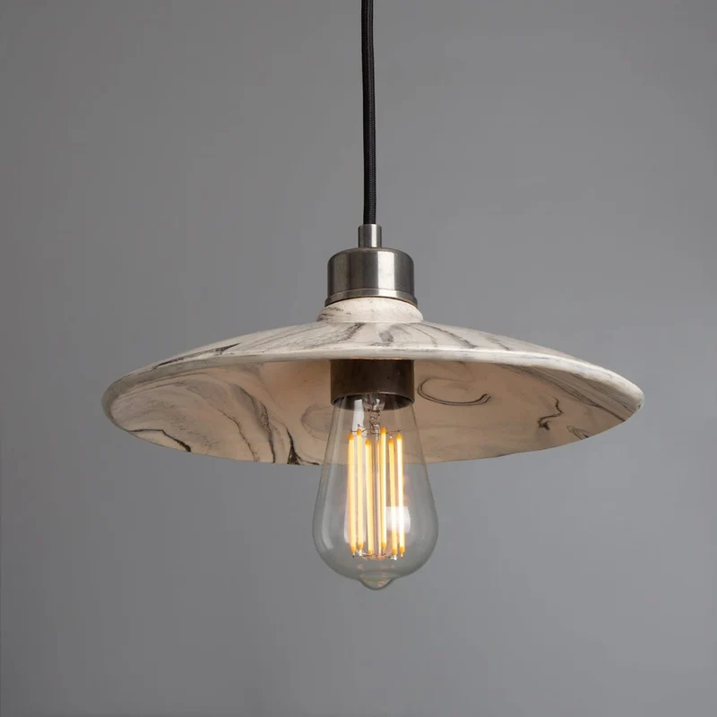 Euroselle Pyrus Black White Marble Ceramic Pendant Light 28cm