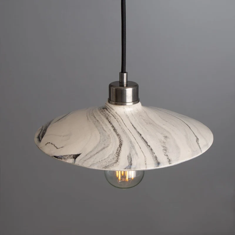 Euroselle Pyrus Black White Marble Ceramic Pendant Light 28cm