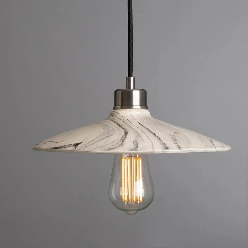 Euroselle Pyrus Black White Marble Ceramic Pendant Light 28cm