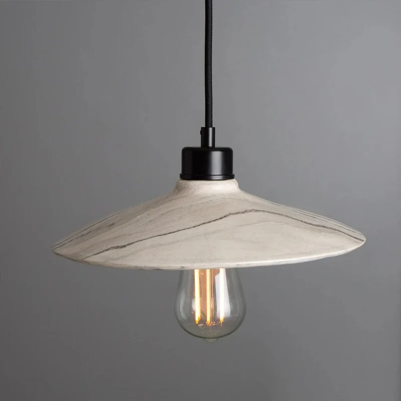 Euroselle Pyrus Black White Marble Ceramic Pendant Light 28cm