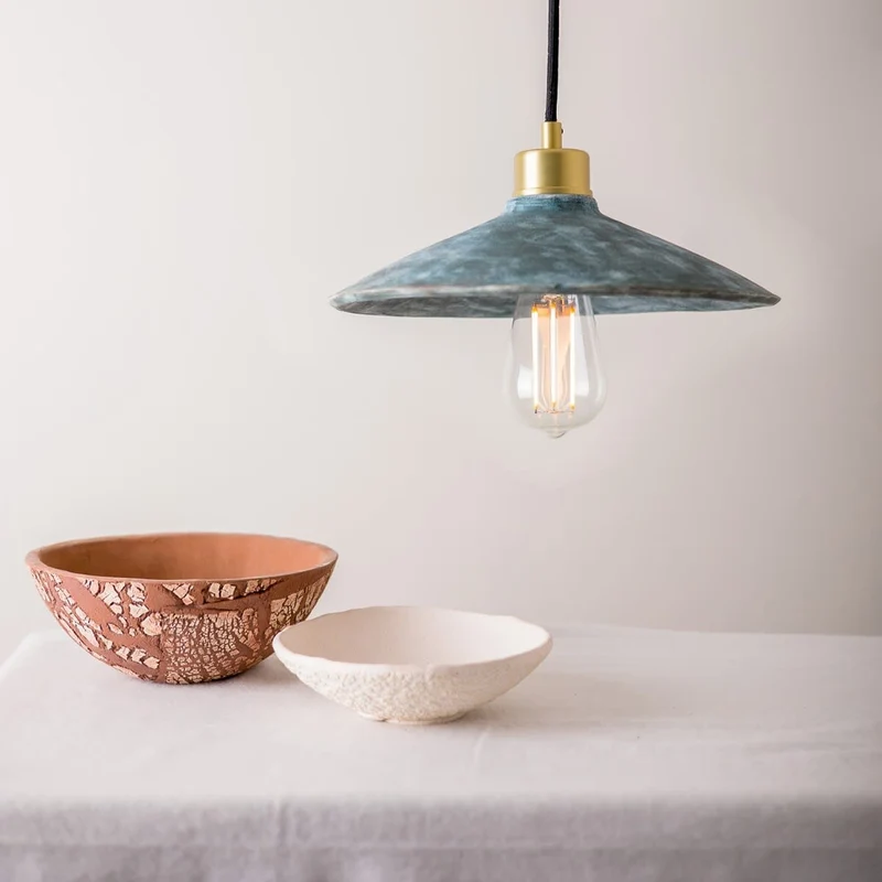 Pyrus Organic Ceramic Pendant Light 28cm Blue Earth By Euroselle