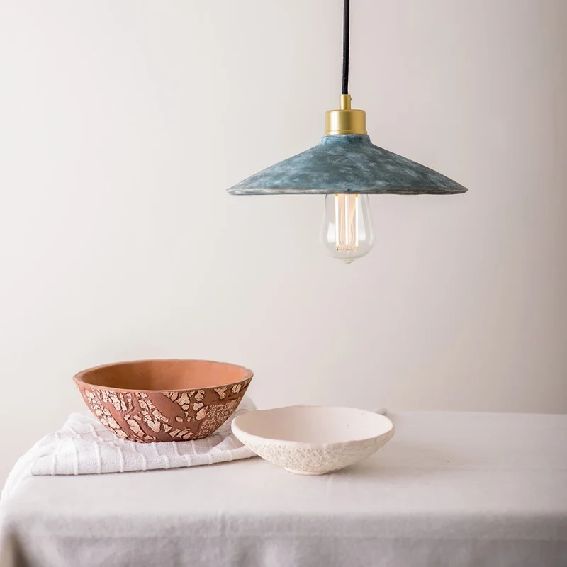 Pyrus Organic Ceramic Pendant Light 28cm Blue Earth By Euroselle