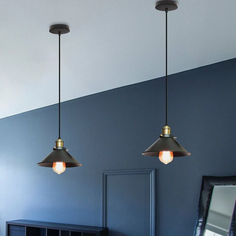 Euroselle Brass Cone Pendant Light, Industrial Vintage Style