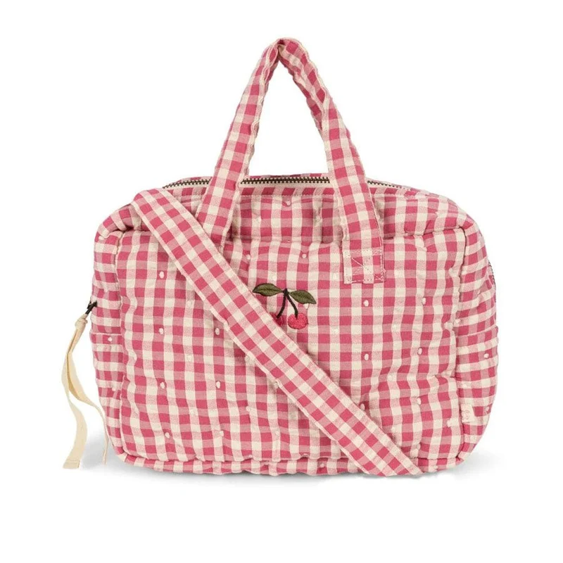 Puppen-Wickeltasche, Bubblegum Check