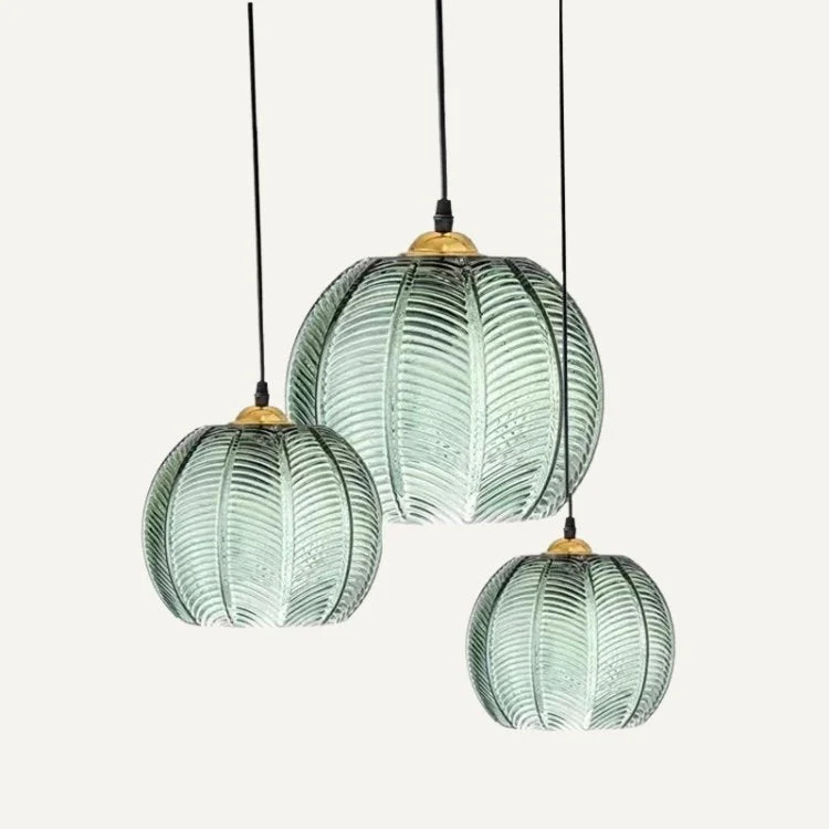 Aalin Pendant Light By Euroselle With Frosted Glass Shade And Decorative Leaf Pattern
