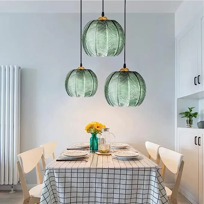Aalin Pendant Light By Euroselle With Frosted Glass Shade And Decorative Leaf Pattern