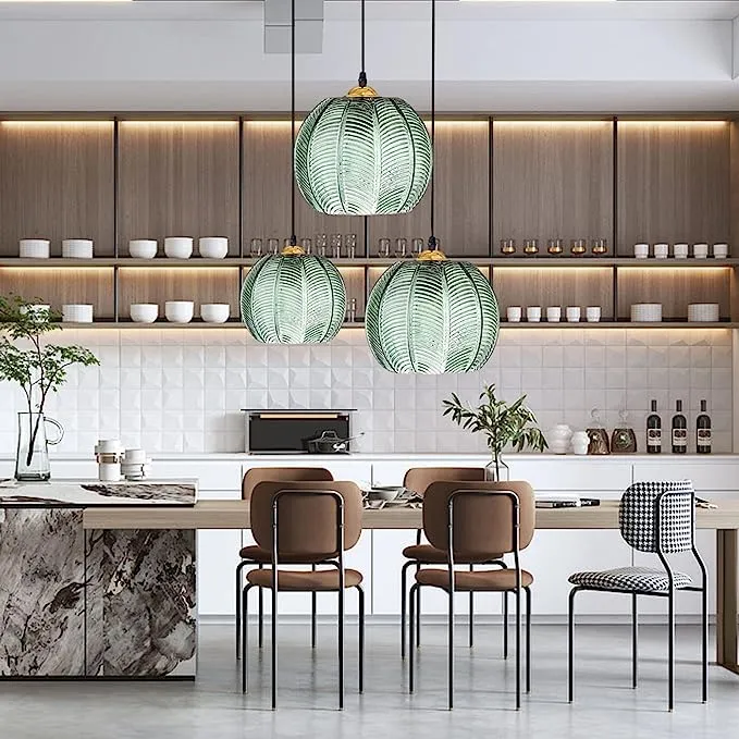 Aalin Pendant Light By Euroselle With Frosted Glass Shade And Decorative Leaf Pattern