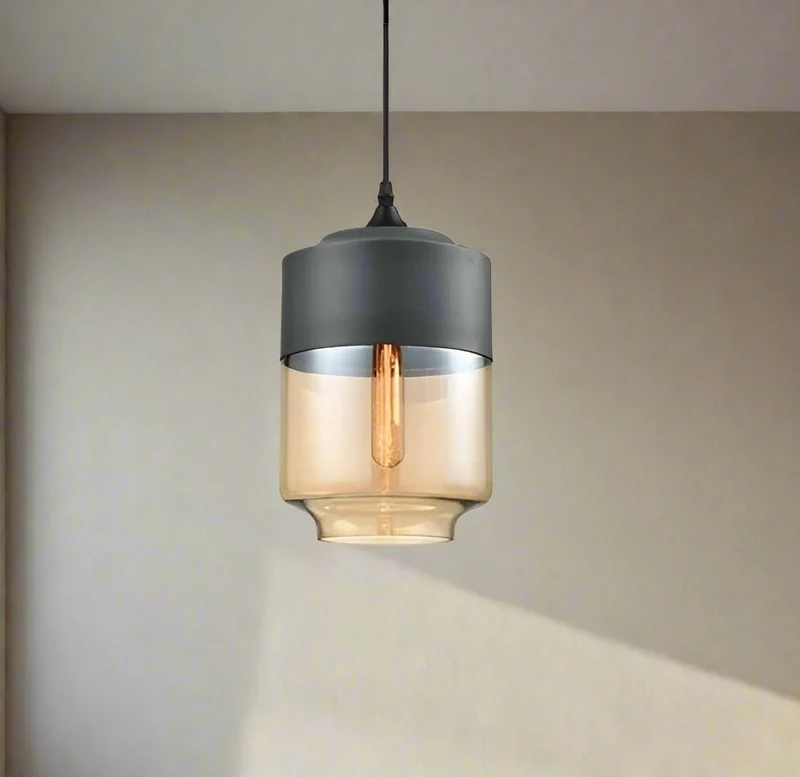 Jevaglo Pendant Light in Glass and Wood by Euroselle