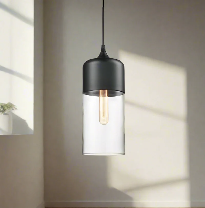 Jevaglo Pendant Light in Glass and Wood by Euroselle