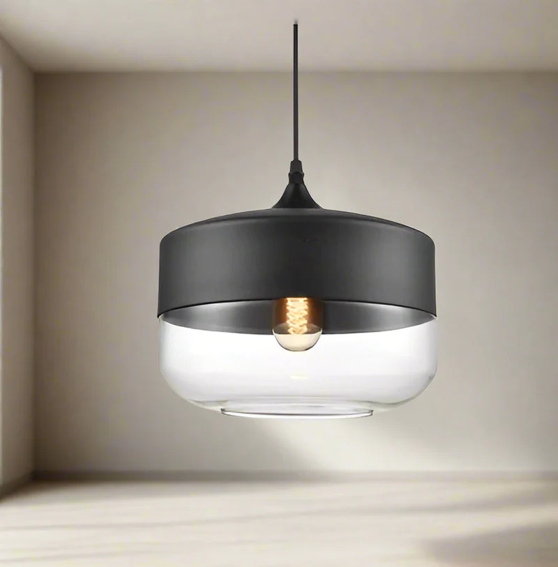 Jevaglo Pendant Light in Glass and Wood by Euroselle
