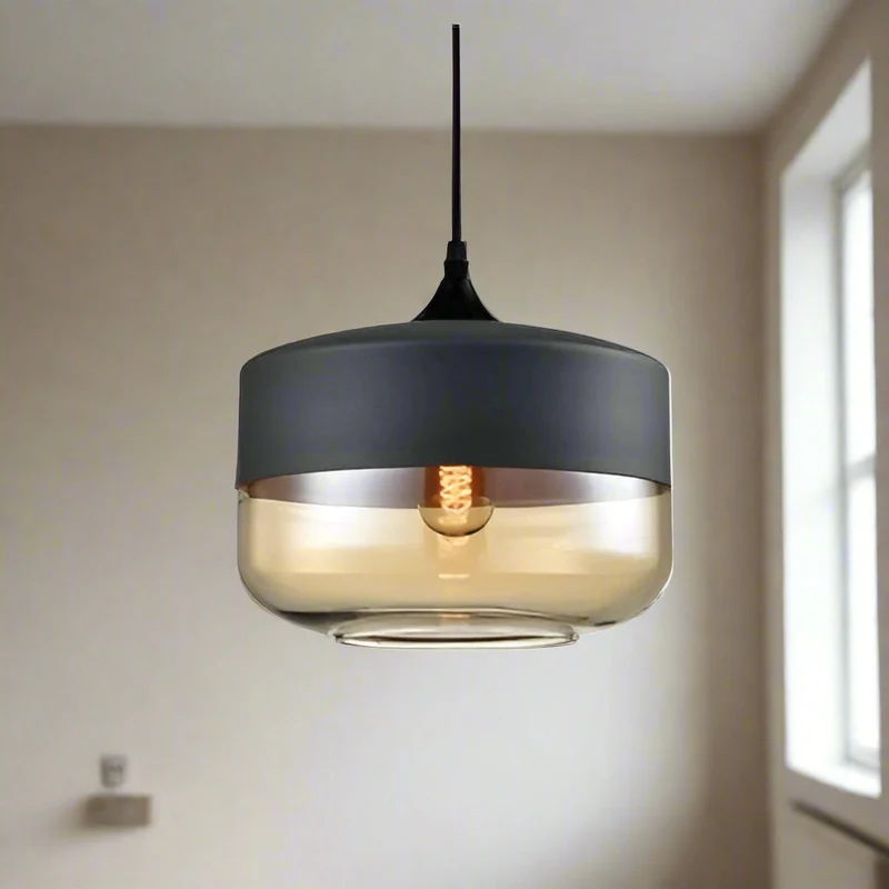 Jevaglo Pendant Light in Glass and Wood by Euroselle