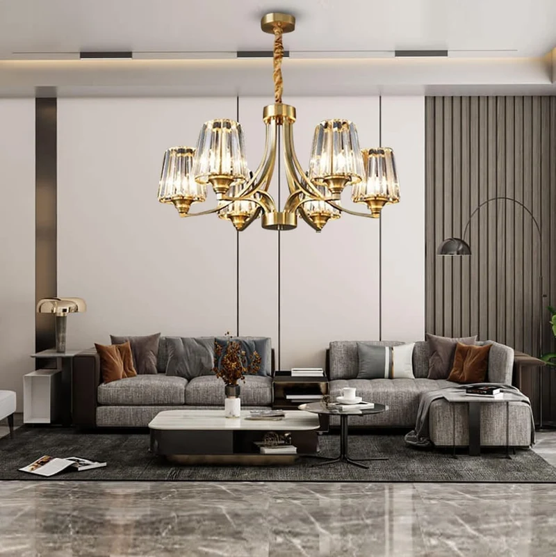 Pall Mall LED Gold Copper Crystal Pendant Light By Euroselle