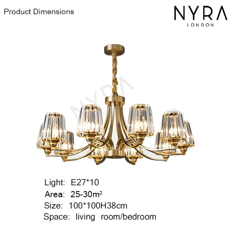 Pall Mall LED Gold Copper Crystal Pendant Light By Euroselle