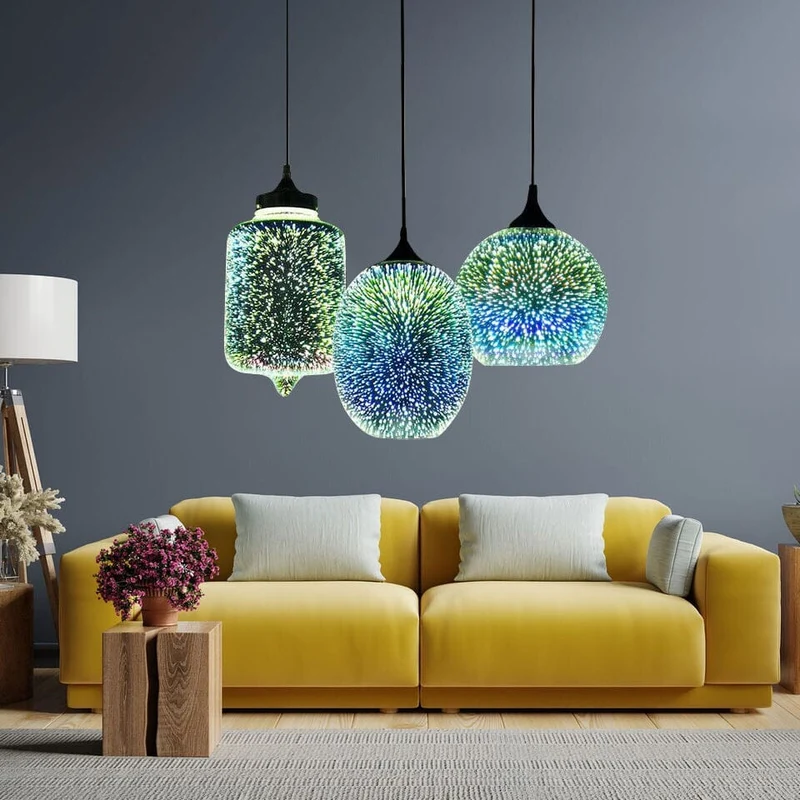 Euroselle Nebula Galaxy Pendant Lamp With Eco Friendly Glass Stone