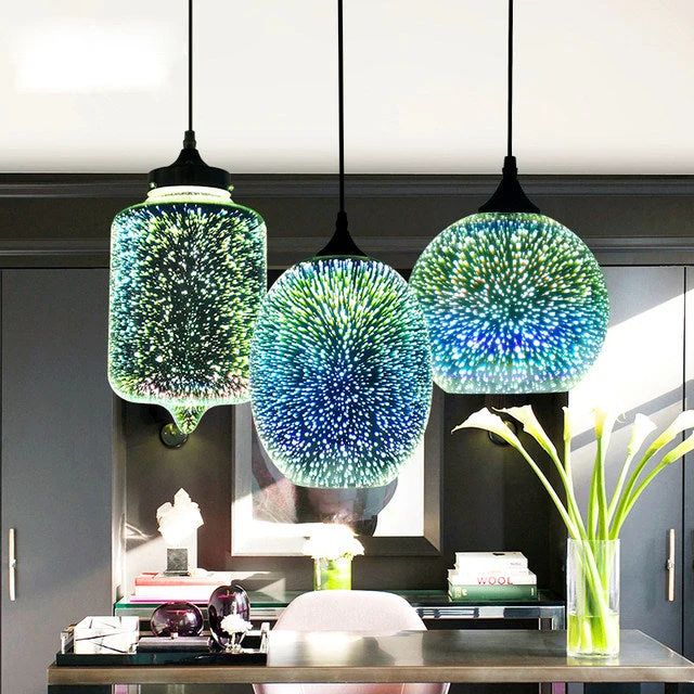 Euroselle Nebula Galaxy Pendant Lamp With Eco Friendly Glass Stone